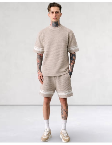 Ensemble T-shirt et short en maille beige