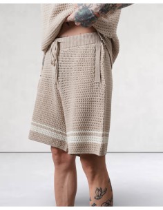 Ensemble T-shirt et short en maille beige 2