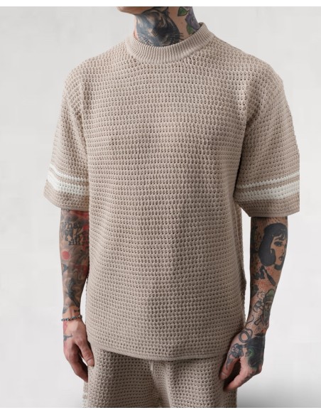 Ensemble T-shirt et short en maille beige