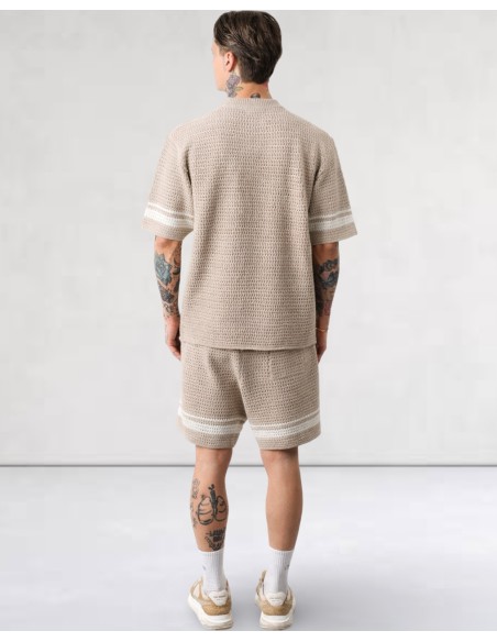 Ensemble T-shirt et short en maille beige