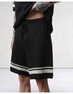 Ensemble T-shirt et short en maille noir 2
