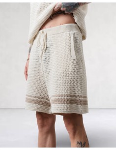 Ensemble T-shirt et short en maille écru 2