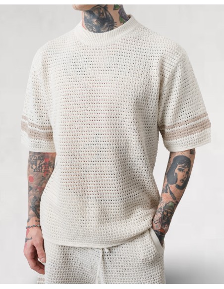 Ensemble T-shirt et short en maille écru