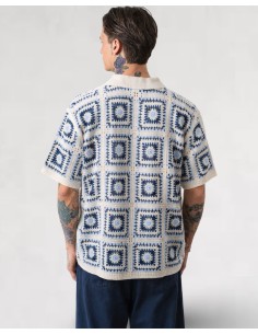 Chemise en crochet à motifs bleu 2