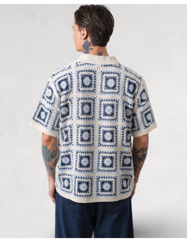 Chemise en crochet à motifs bleu