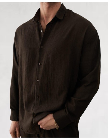Chemise fluide marron coupe décontractée