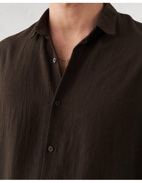 Chemise fluide marron coupe décontractée
