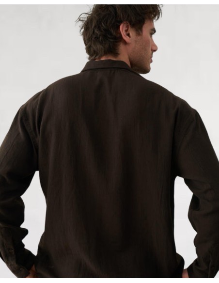Chemise fluide marron coupe décontractée