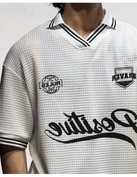 POLO MAILLE SOCCER OVERSIZE BLANC