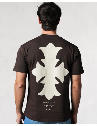 T-SHIRT REGULAR "CROSS" MARRON