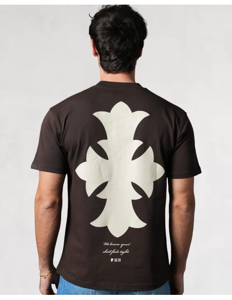 T-SHIRT REGULAR "CROSS" MARRON