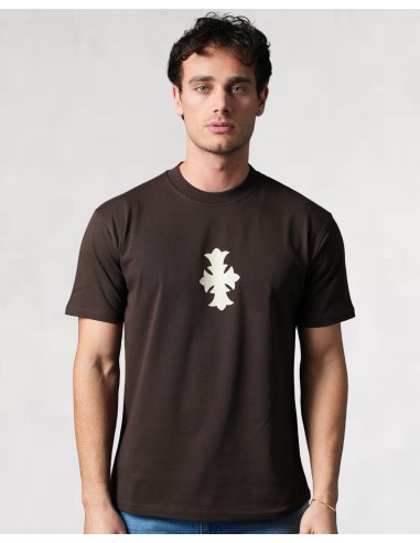 T-SHIRT REGULAR "CROSS" MARRON