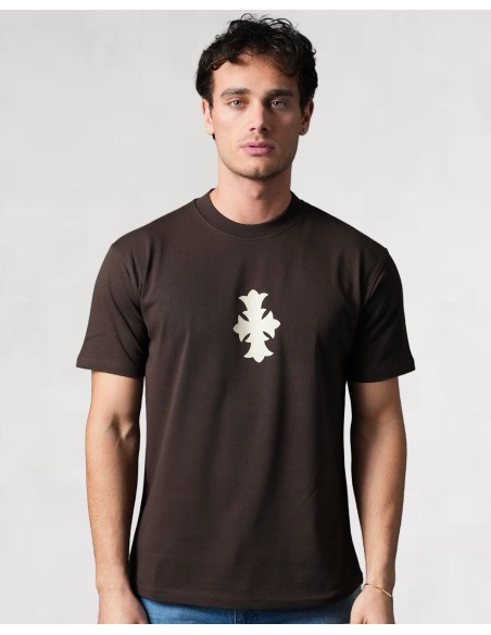 T-SHIRT REGULAR "CROSS" MARRON