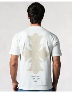 T-SHIRT REGULAR "CROSS" ÉCRU
