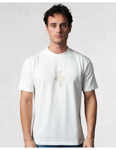 T-SHIRT REGULAR "CROSS" ÉCRU