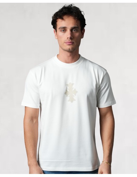 T-SHIRT REGULAR "CROSS" ÉCRU