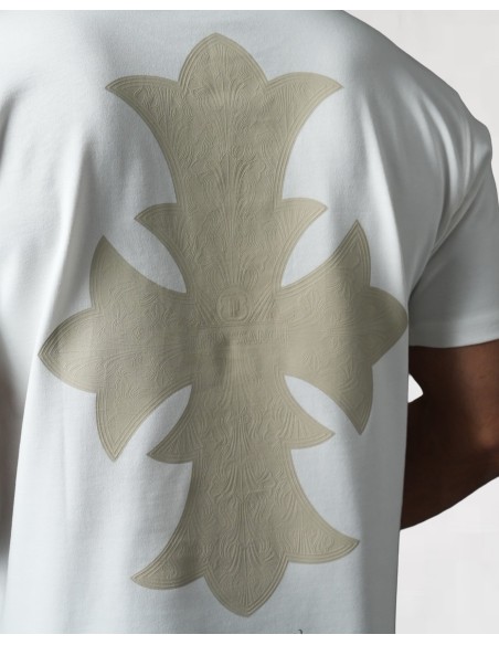 T-SHIRT REGULAR "CROSS" ÉCRU