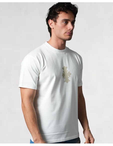 T-SHIRT REGULAR "CROSS" ÉCRU