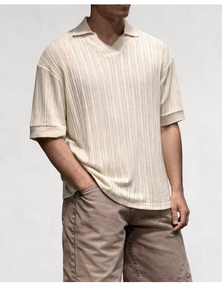 POLO MAILLE OVERSIZE BEIGE