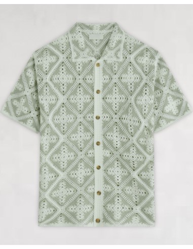 CHEMISE TEXTURÉE EN MAILLE VERT D'EAU