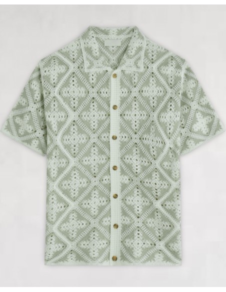 CHEMISE TEXTURÉE EN MAILLE VERT D'EAU