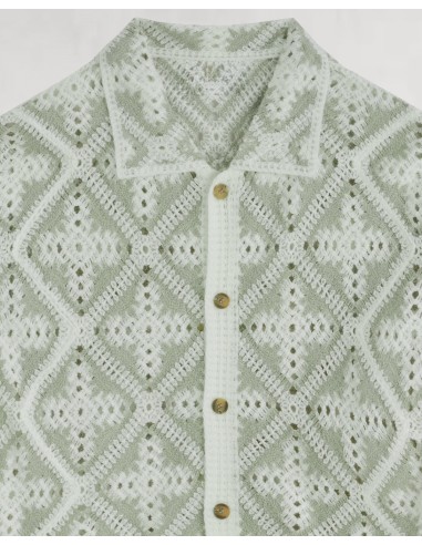 CHEMISE TEXTURÉE EN MAILLE VERT D'EAU