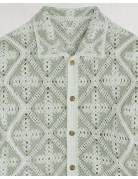 CHEMISE TEXTURÉE EN MAILLE VERT D'EAU