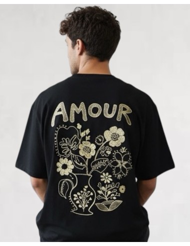 T-SHIRT BRODÉ "AMOUR" NOIR