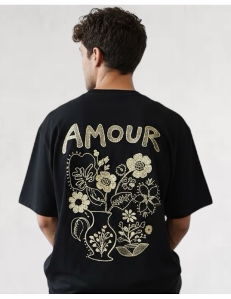 T-SHIRT BRODÉ "AMOUR" NOIR