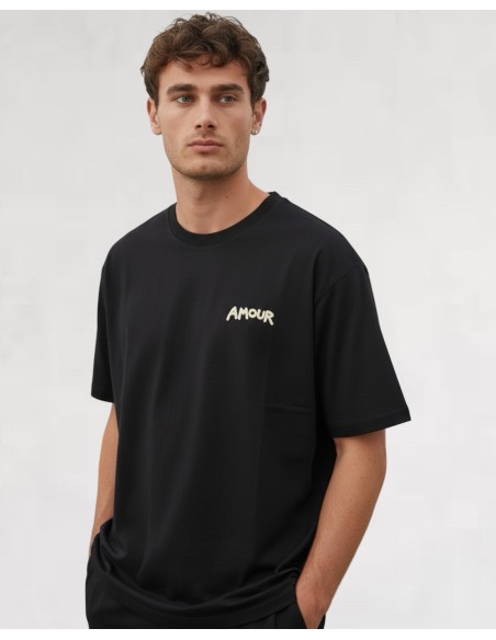 T-SHIRT BRODÉ "AMOUR" NOIR