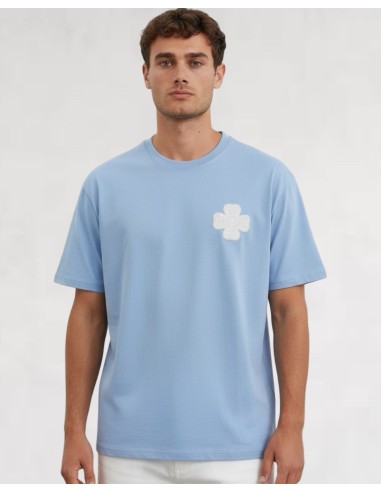 T-SHIRT BRODÉ "TRÈFLE" BLEU