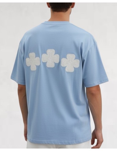 T-SHIRT BRODÉ "TRÈFLE" BLEU