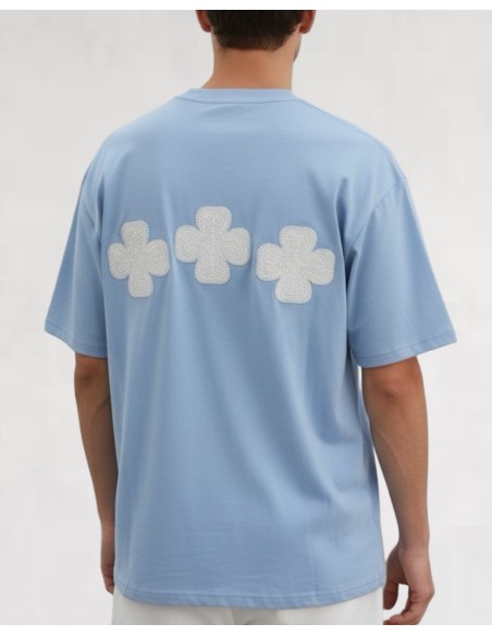T-SHIRT BRODÉ "TRÈFLE" BLEU