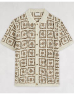 CHEMISETTE A MOTIFS EN CROCHET BEIGE