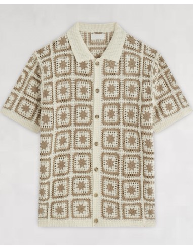 CHEMISETTE A MOTIFS EN CROCHET BEIGE