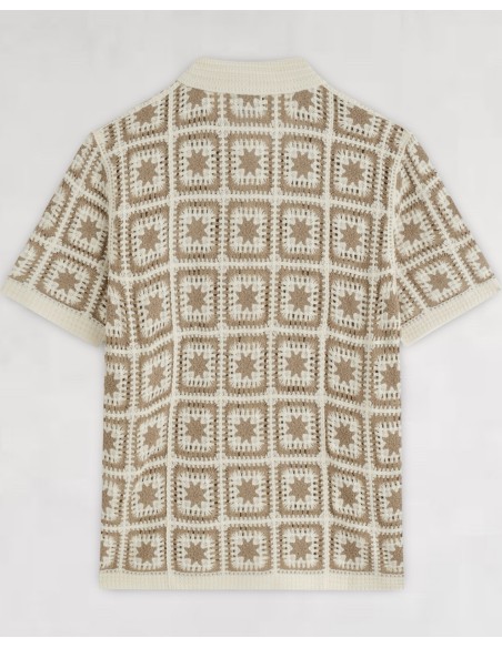 CHEMISETTE A MOTIFS EN CROCHET BEIGE