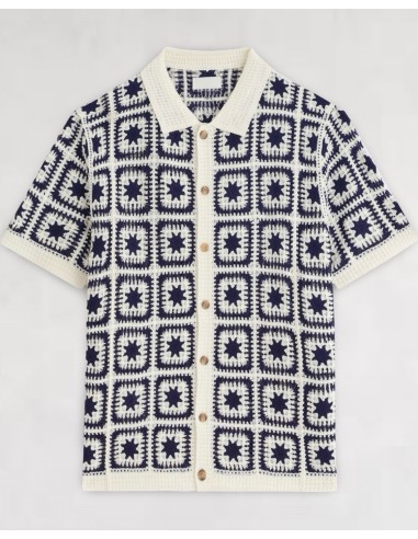 CHEMISETTE A MOTIFS EN CROCHET BLEU...