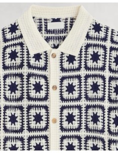 CHEMISETTE A MOTIFS EN CROCHET BLEU MARINE 2