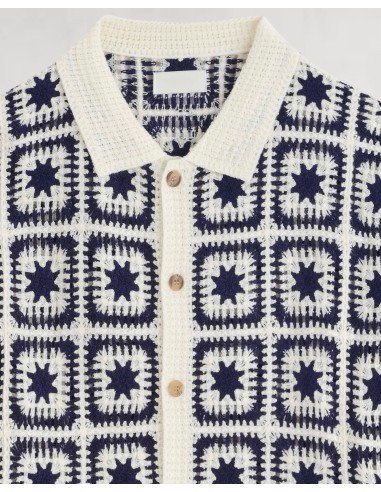 CHEMISETTE A MOTIFS EN CROCHET BLEU...