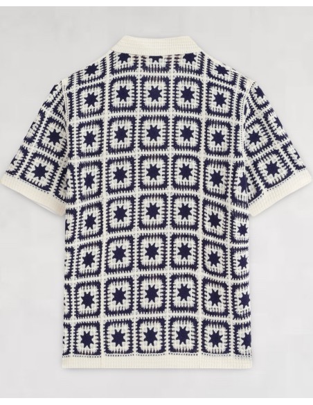 CHEMISETTE A MOTIFS EN CROCHET BLEU MARINE