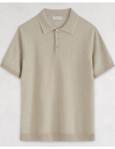POLO MANCHES COURTES BI-MATIERE BEIGE