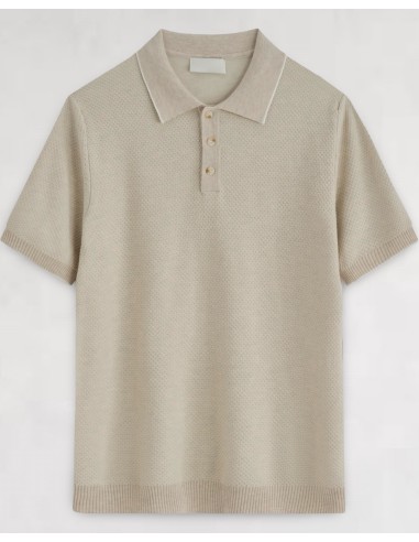 POLO MANCHES COURTES BI-MATIERE BEIGE