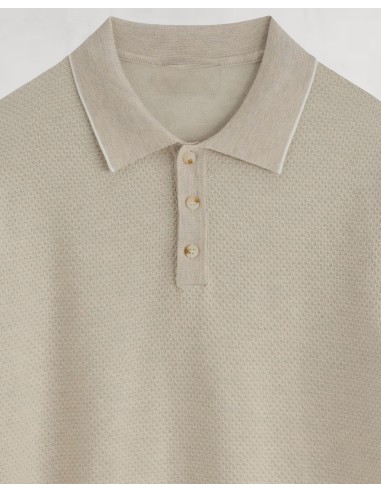 POLO MANCHES COURTES BI-MATIERE BEIGE