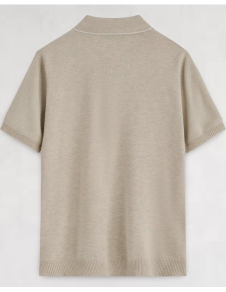 POLO MANCHES COURTES BI-MATIERE BEIGE