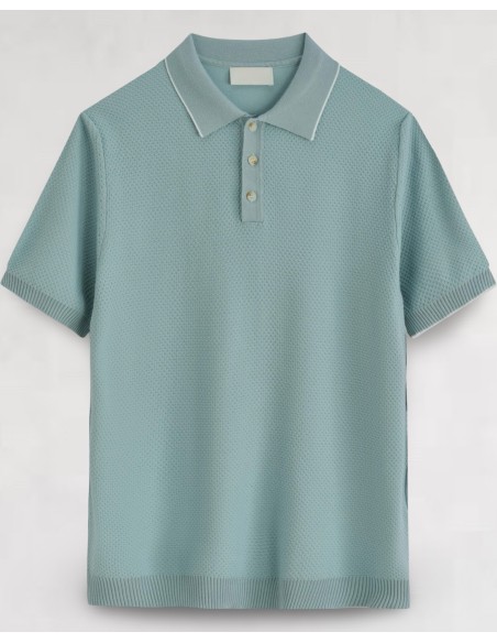 POLO MANCHES COURTES BI-MATIERE VERT D'EAU