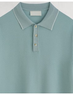 POLO MANCHES COURTES BI-MATIERE VERT D'EAU 2