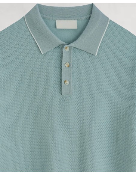POLO MANCHES COURTES BI-MATIERE VERT D'EAU