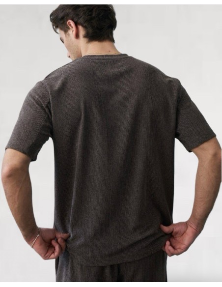 T-SHIRT TEXTURÉ SOUPLE MARRON