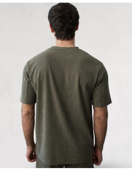 T-SHIRT TEXTURÉ SOUPLE KHAKI