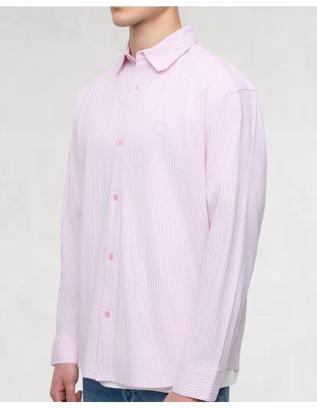 CHEMISE REGULAR FIT À RAYURES ROSE